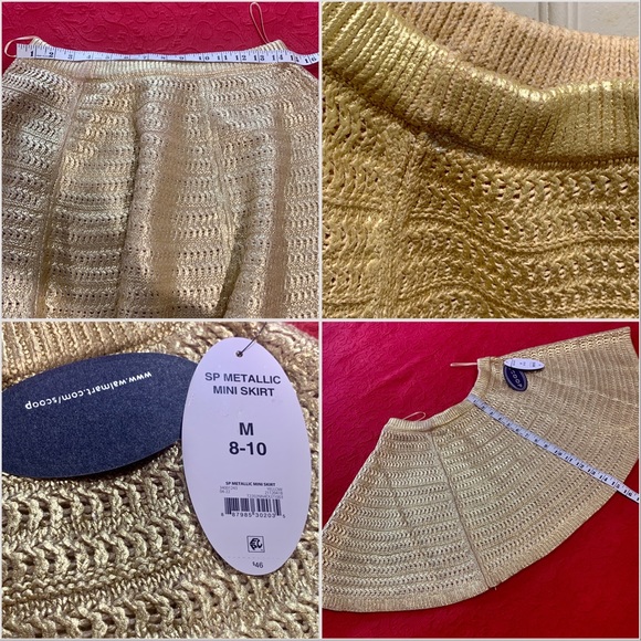 Gold Metallic Crochet Mini Skater Circle Skirt Disneybound Costume 8-10 NWT - Picture 8 of 12